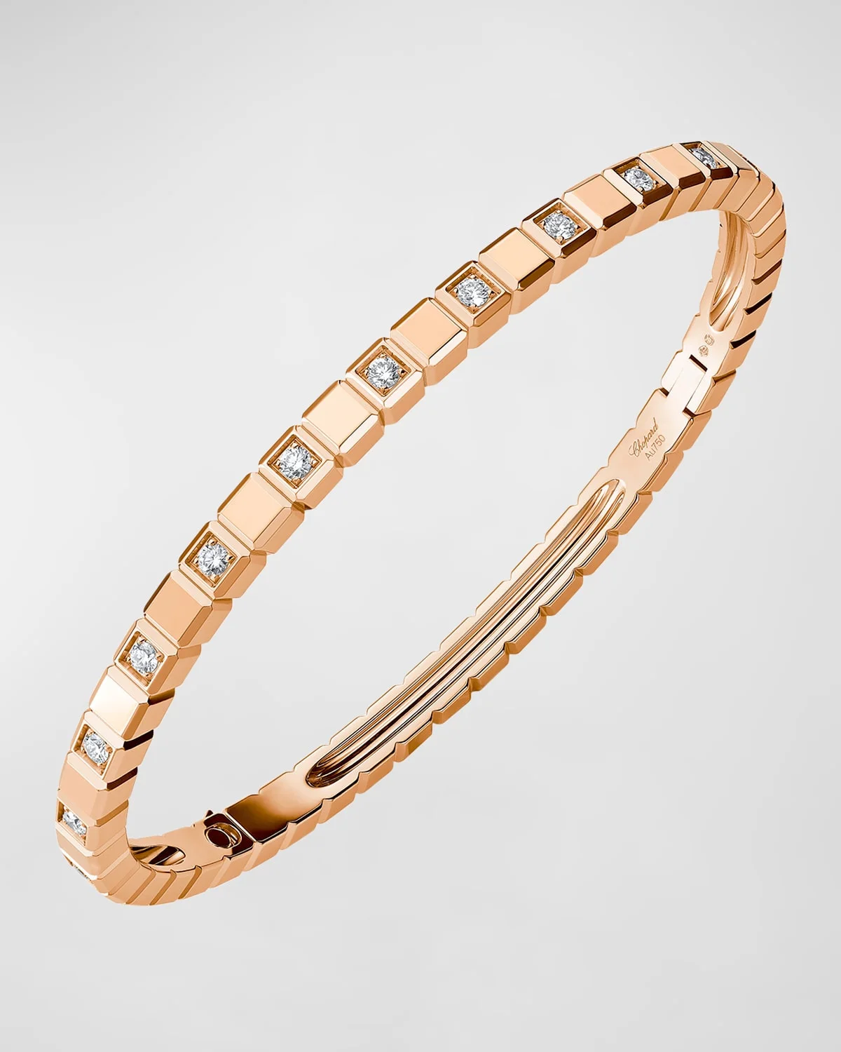 Ice Cube 18K Rose Gold Alternating Diamond Bracelet - 1