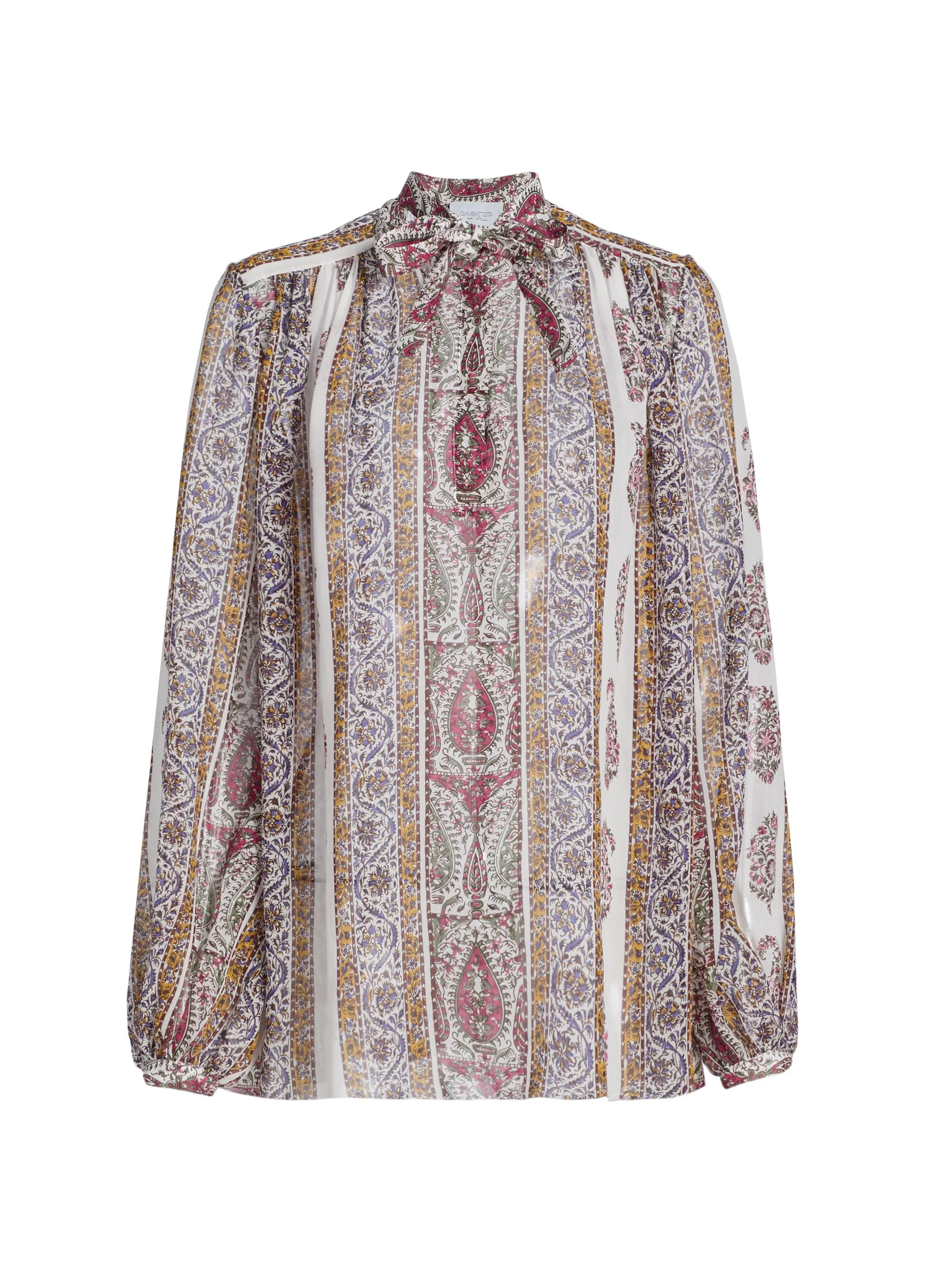 Women's Paisley Silk Blouse - Ivory Multi - 1