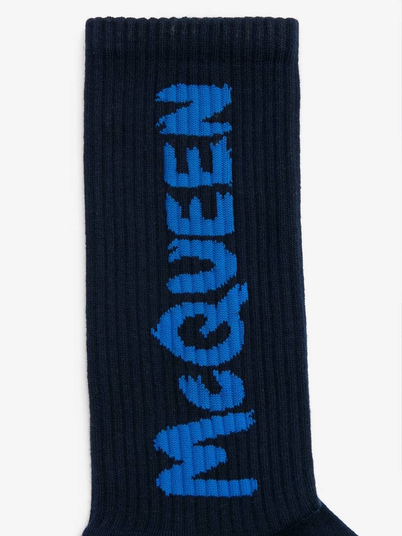 Men's McQueen Graffiti Socks in Navy/blue - 2
