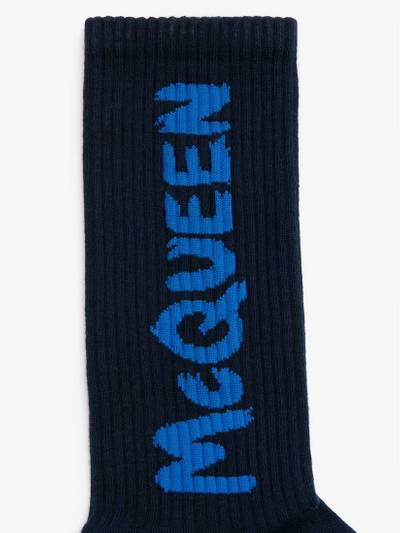 Alexander McQueen Men's McQueen Graffiti Socks in Navy/blue outlook