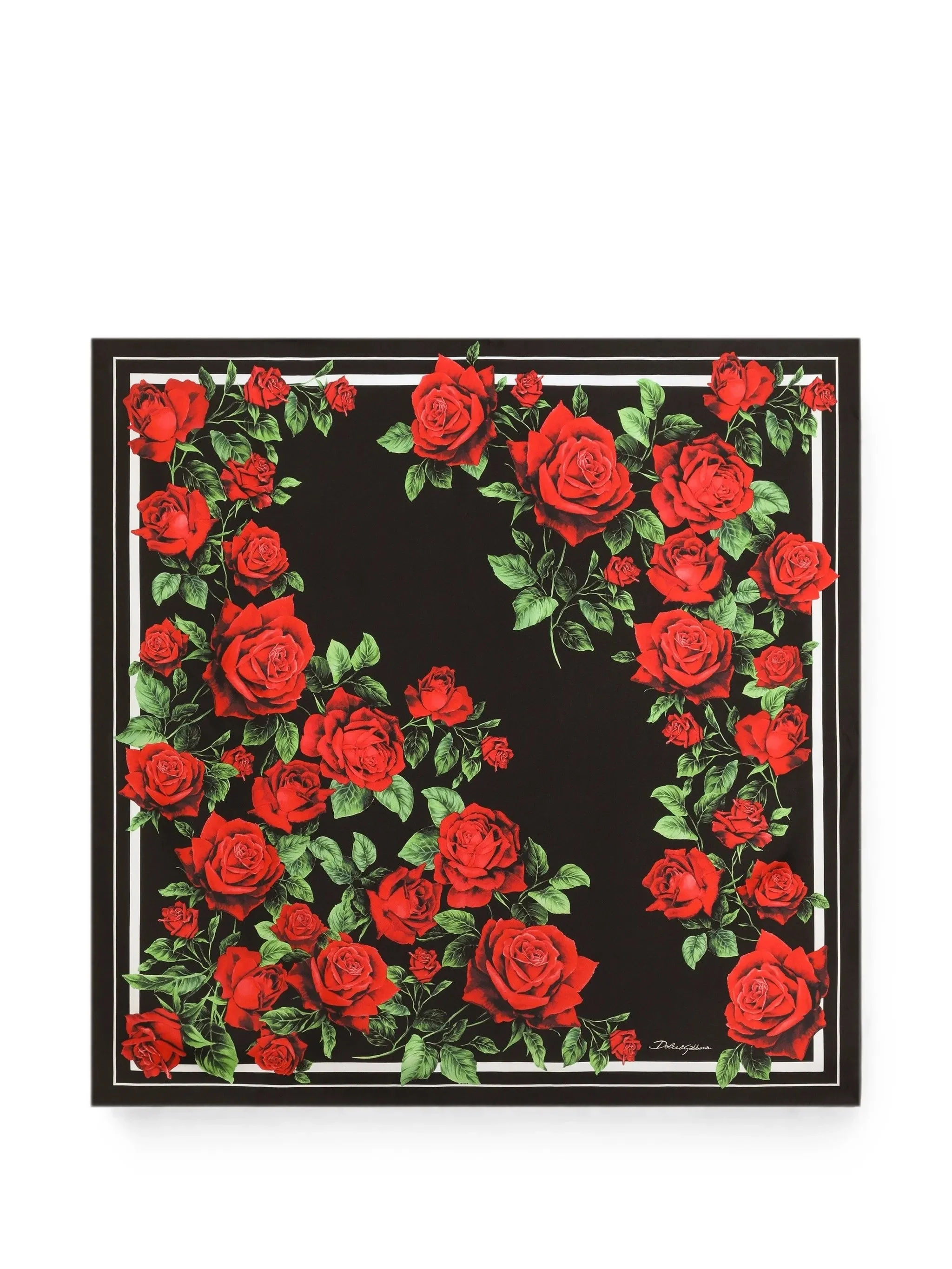 Dolce & Gabbana 90X90 ROSE-PRINT SILK TWILL SCARF - 1