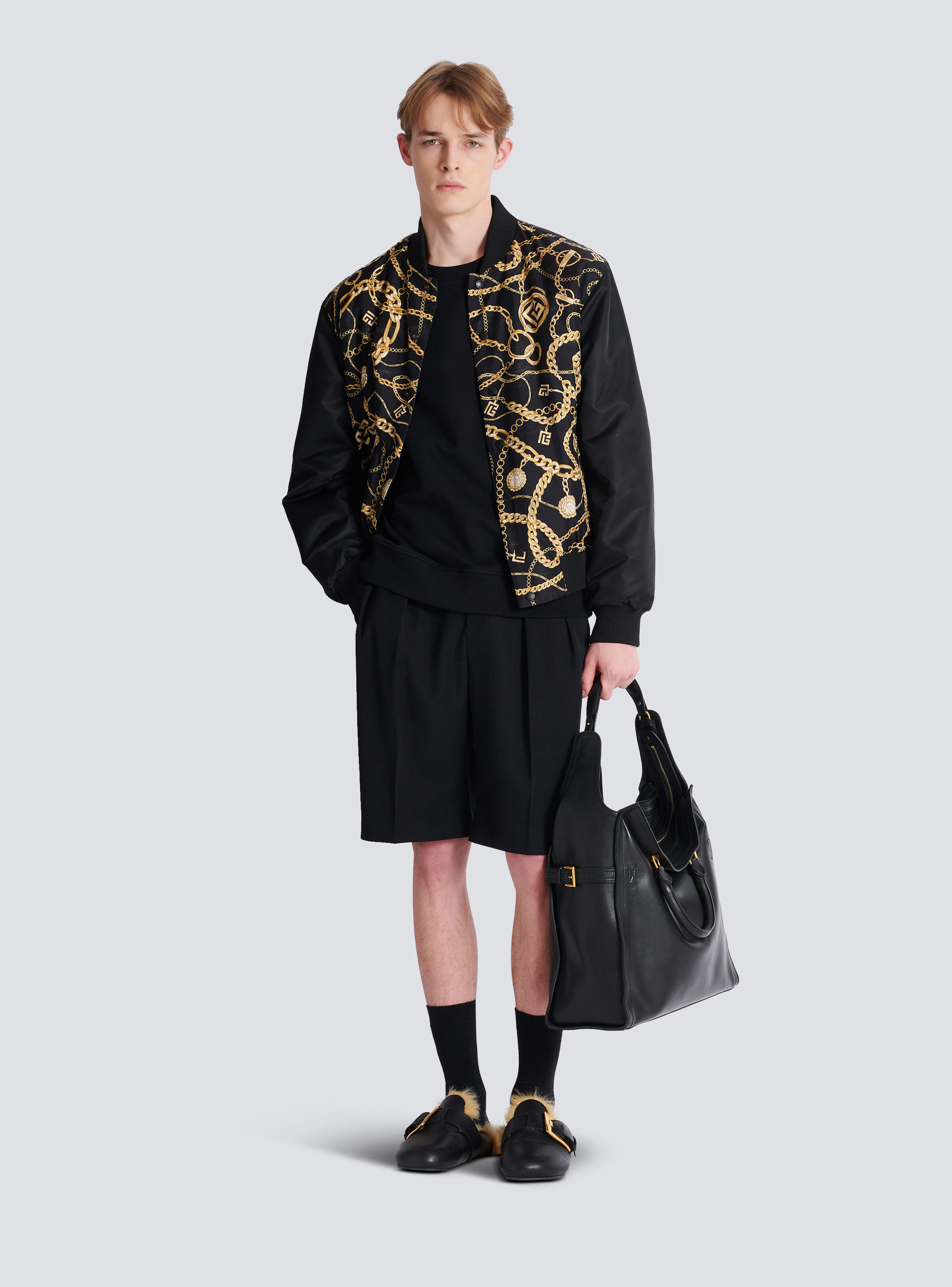 Reversible printed bomber jacket with Chaînes pattern - 2
