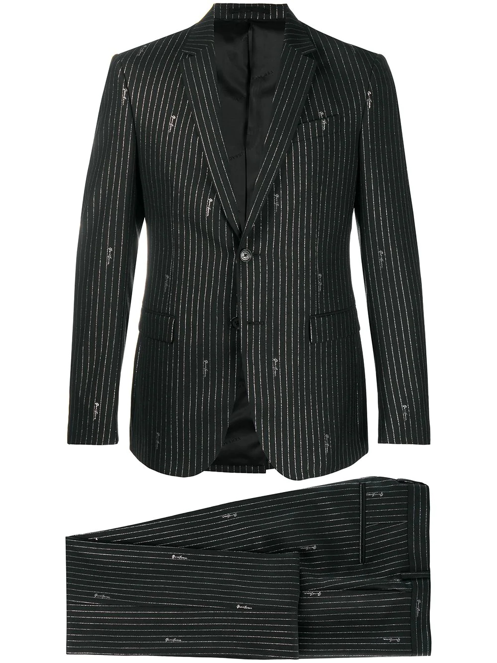 pinstripe signature embroidered suit - 1