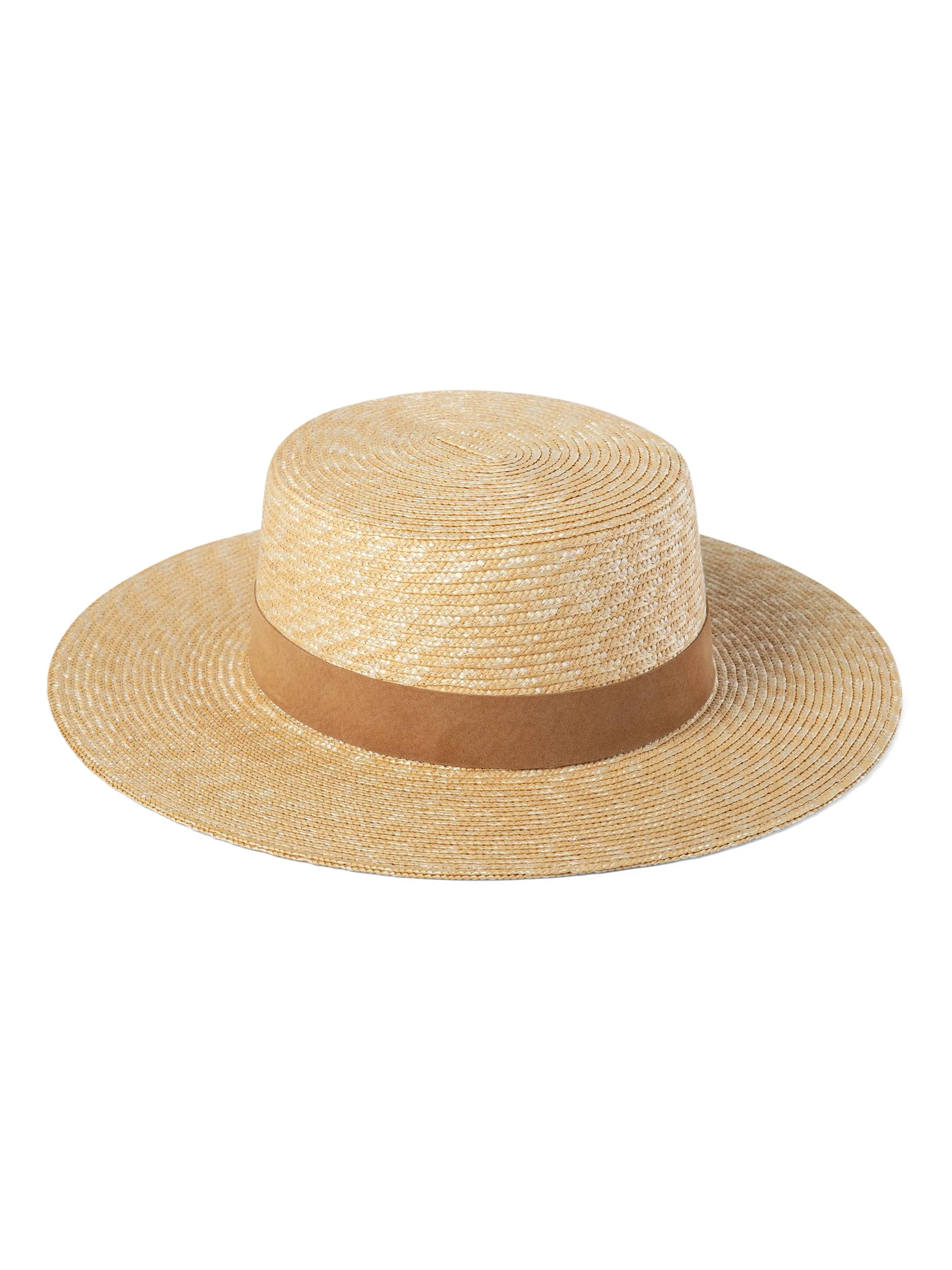 Women's Spencer Boater Suede-Trim Straw Hat - Natural - 1