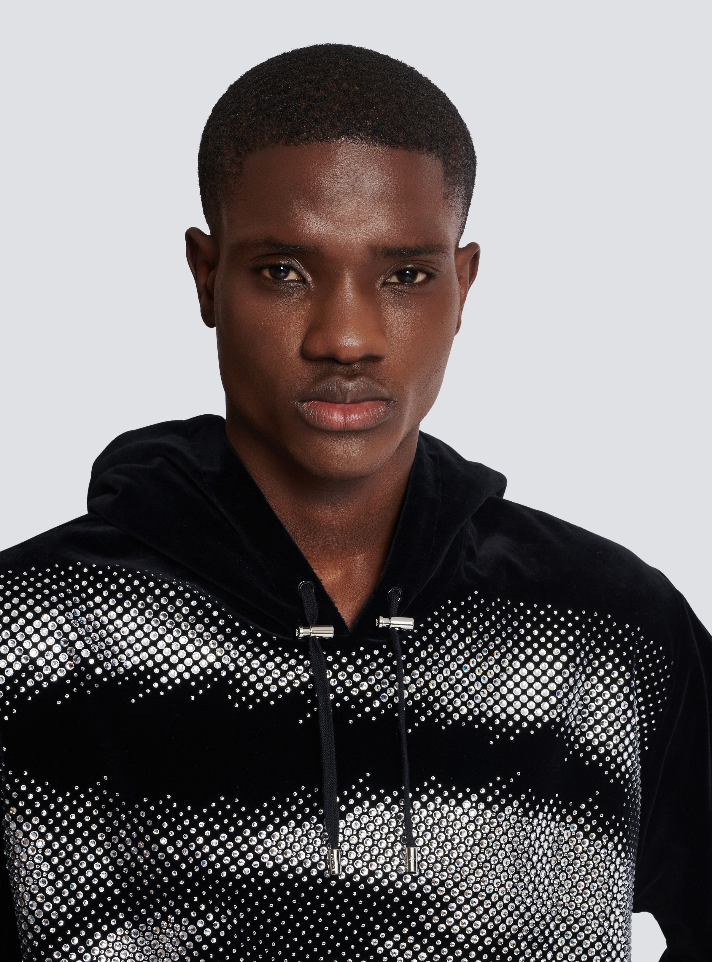Velvet Balmain hoodie with crystals in an Eye motif - 7