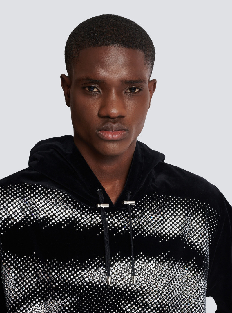Velvet Balmain hoodie with crystals in an Eye motif 7
