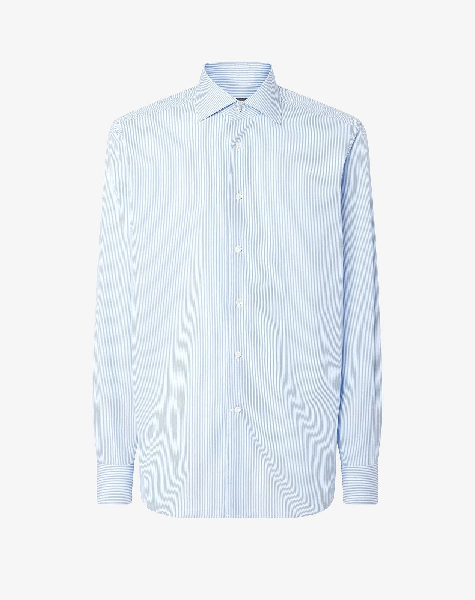 Cotton shirt with light Blue and white stripes - 1