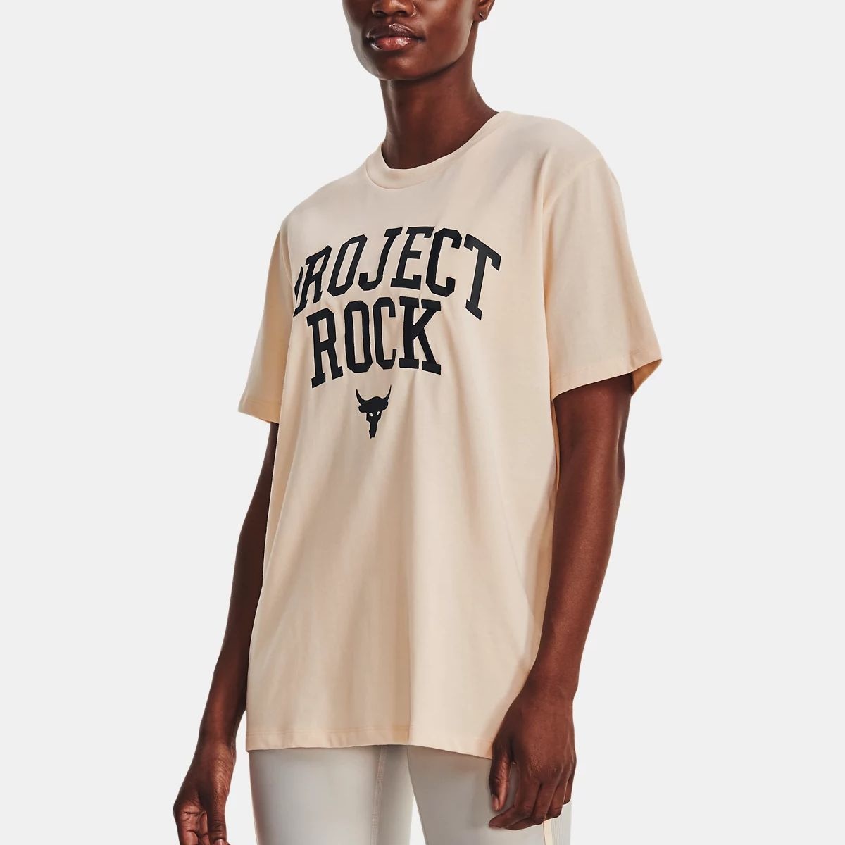 (WMNS) Under Armour Project Rock Heavyweight Campus T-Shirt 'Peach Puff' 1377449-804 - 5