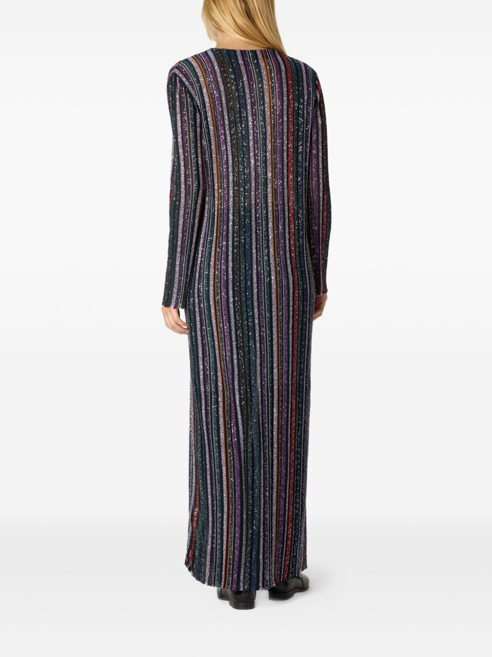 striped-pattern sequin-embellishment cardigan - 3