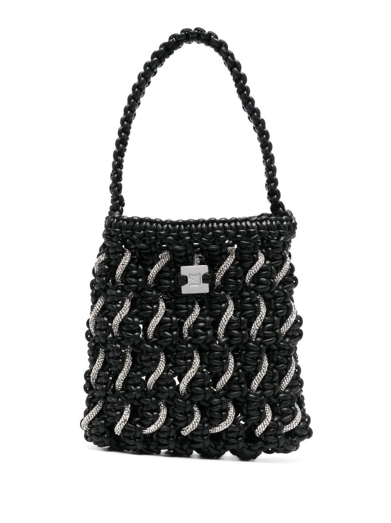 crystal-detail woven tote bag - 1