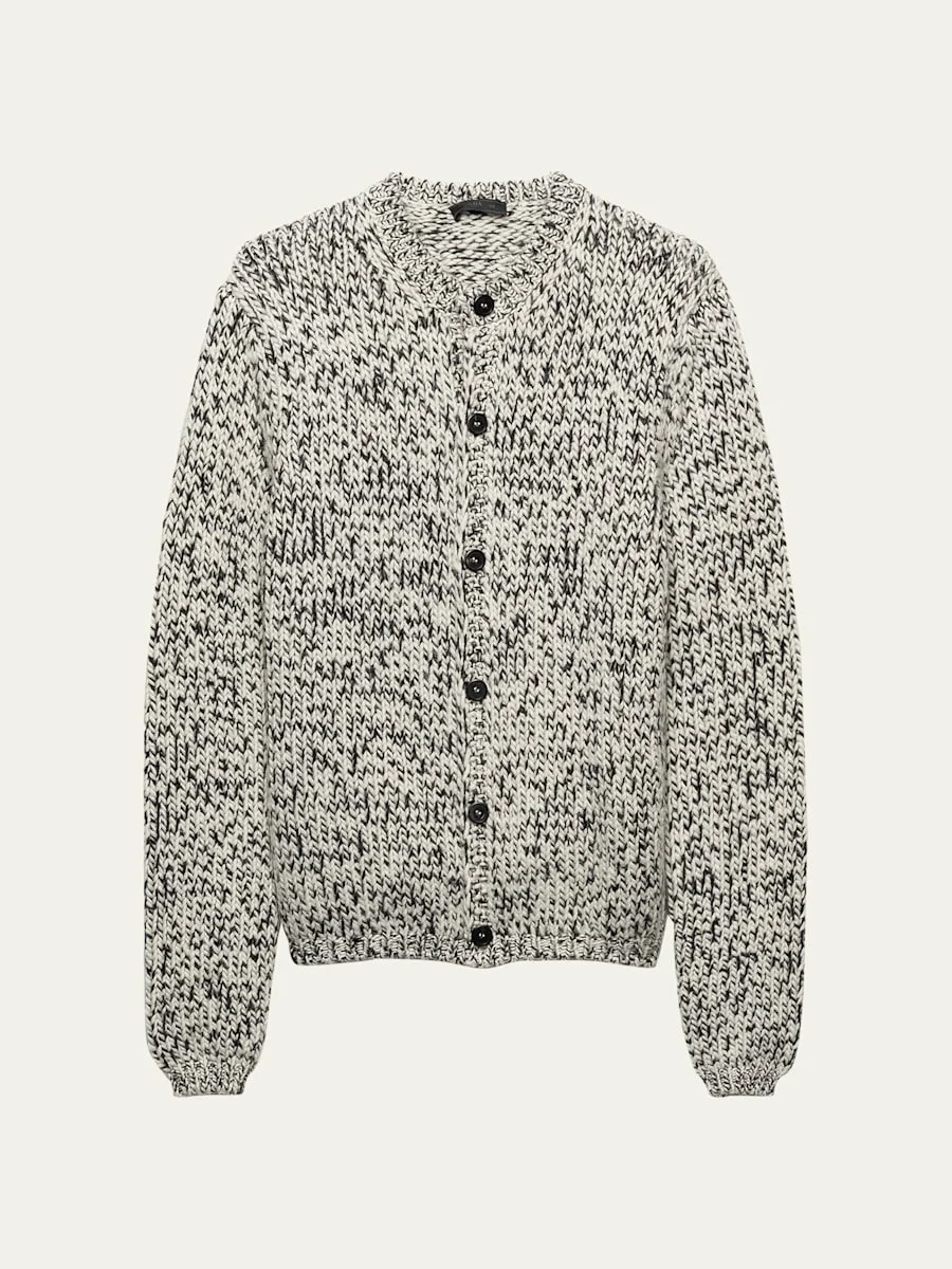 Men's Melange Wool Knit Cardigan - 1