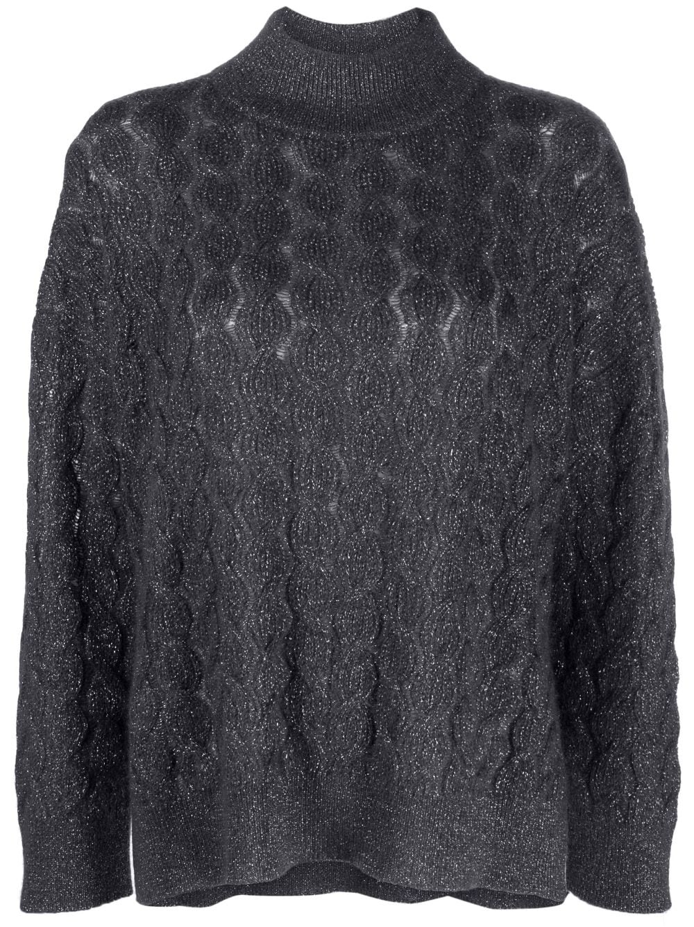 cable-knit lurex jumper - 1