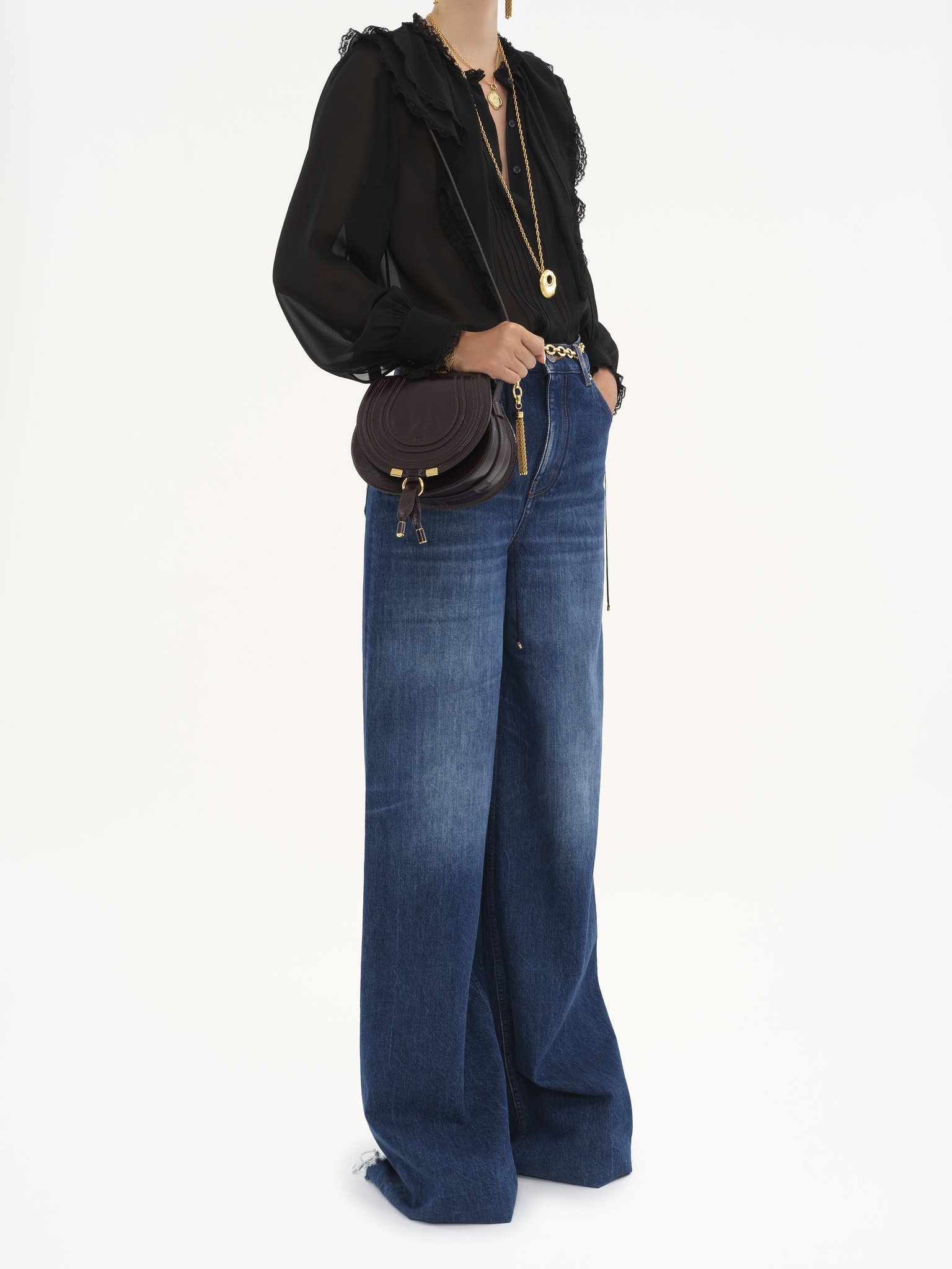 SMALL MARCIE SADDLE BAG IN SHINY LEATHER - 7