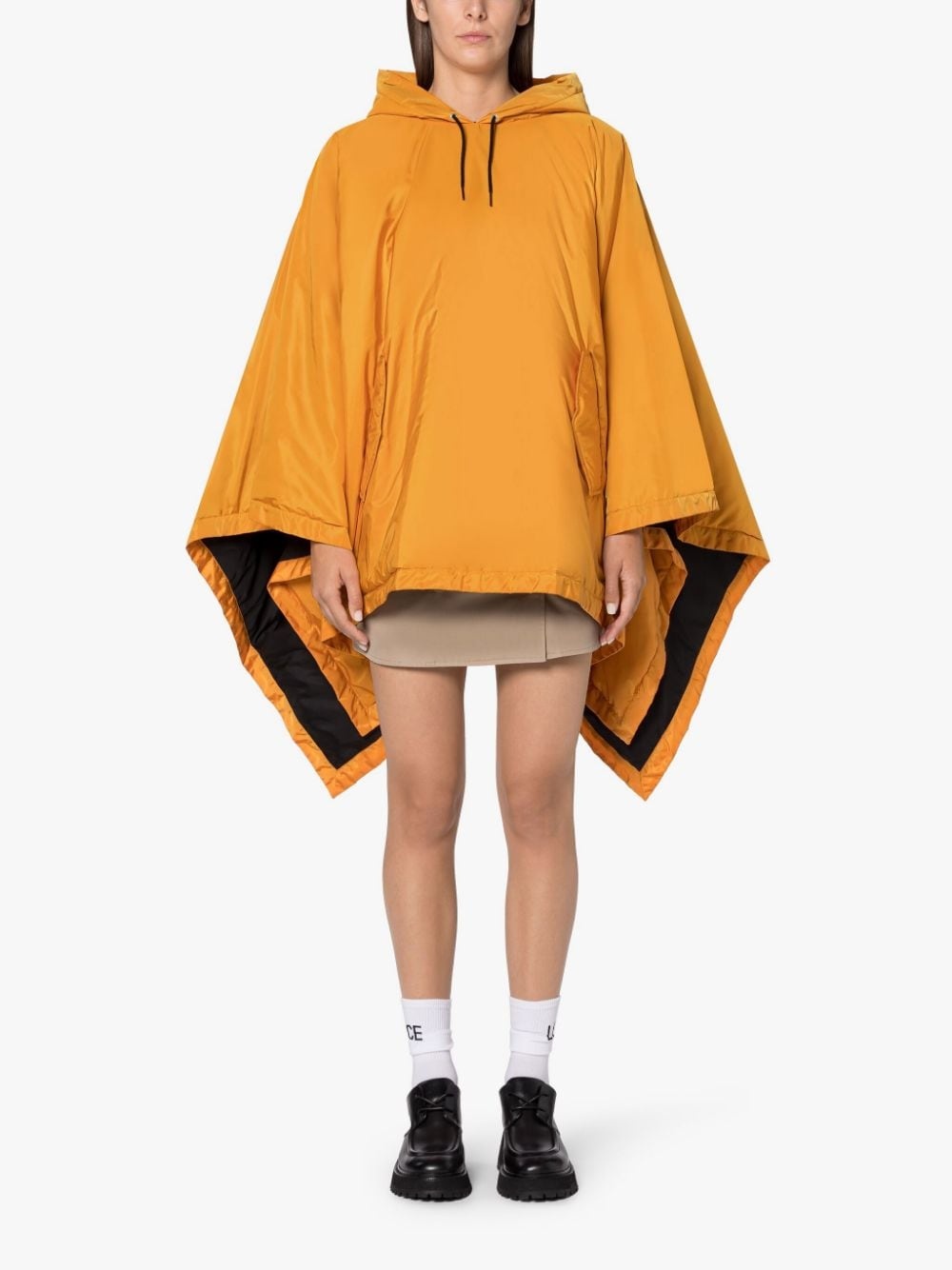 SIMA POP ORANGE NYLON HOODED PONCHO - 3