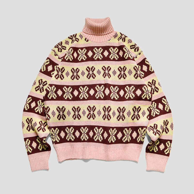 5G ECO KNIT KONA BEAN STRIP HIGH NECK SWEATERS 1