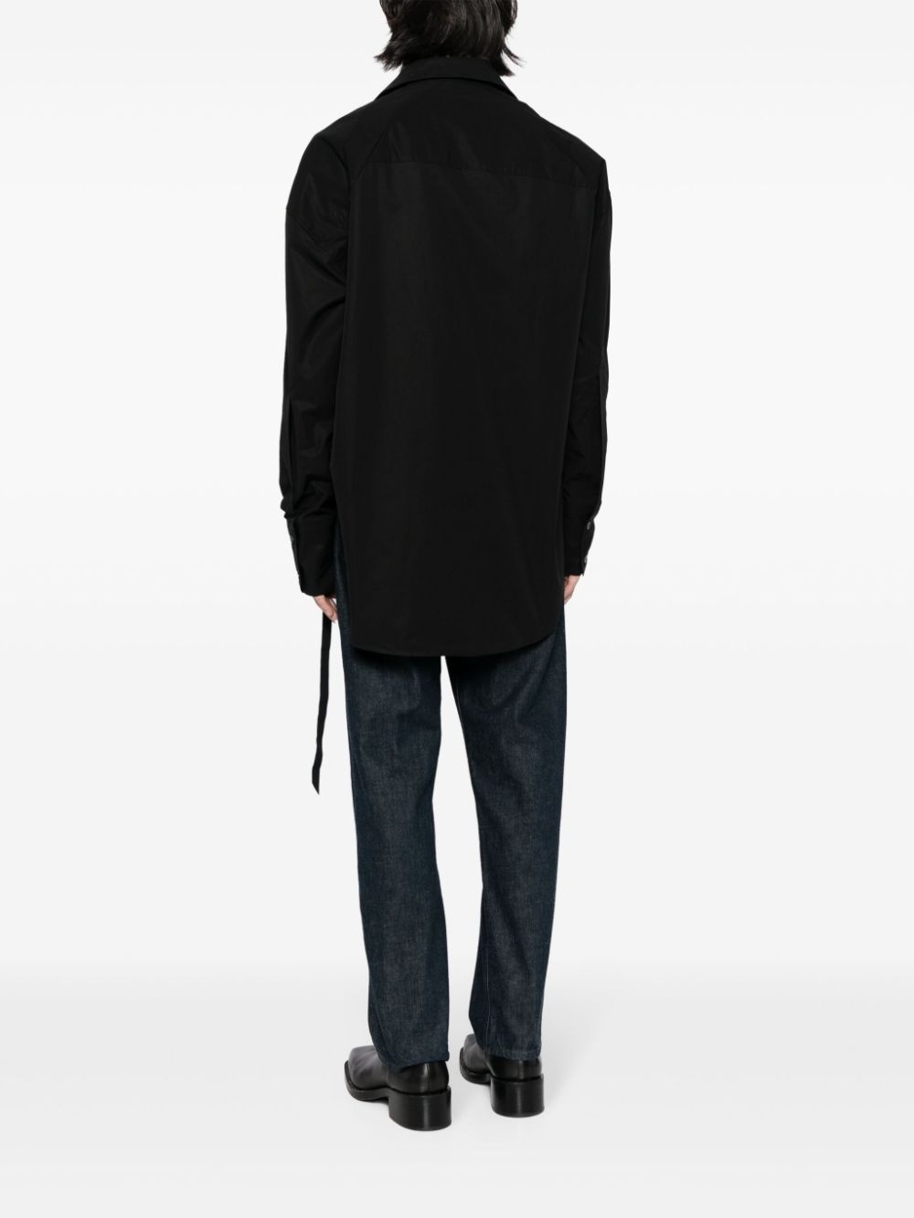 asymmetric cotton-poplin shirt - 4