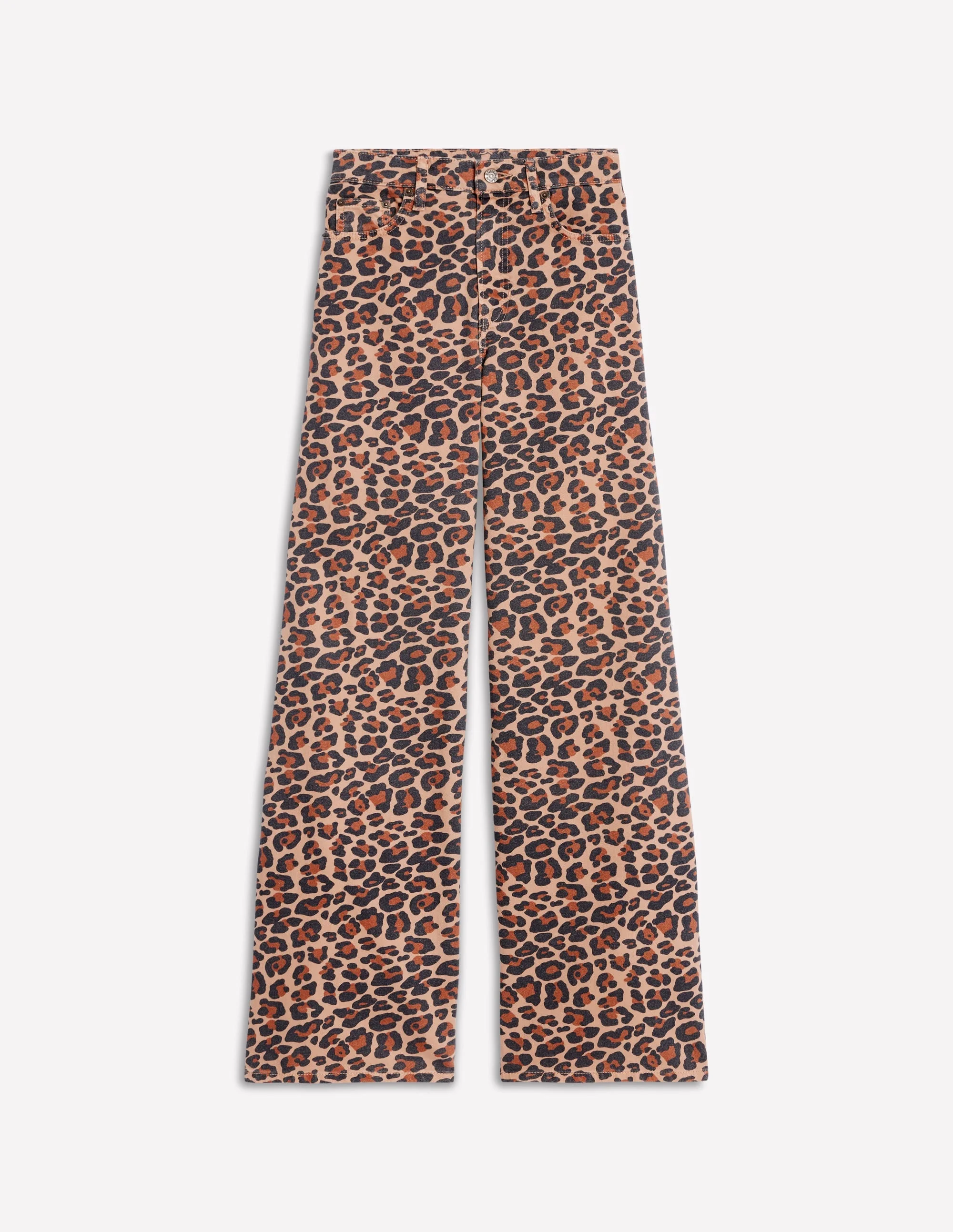 High Rise Wide Leg Jeans-Leopard Print - 1