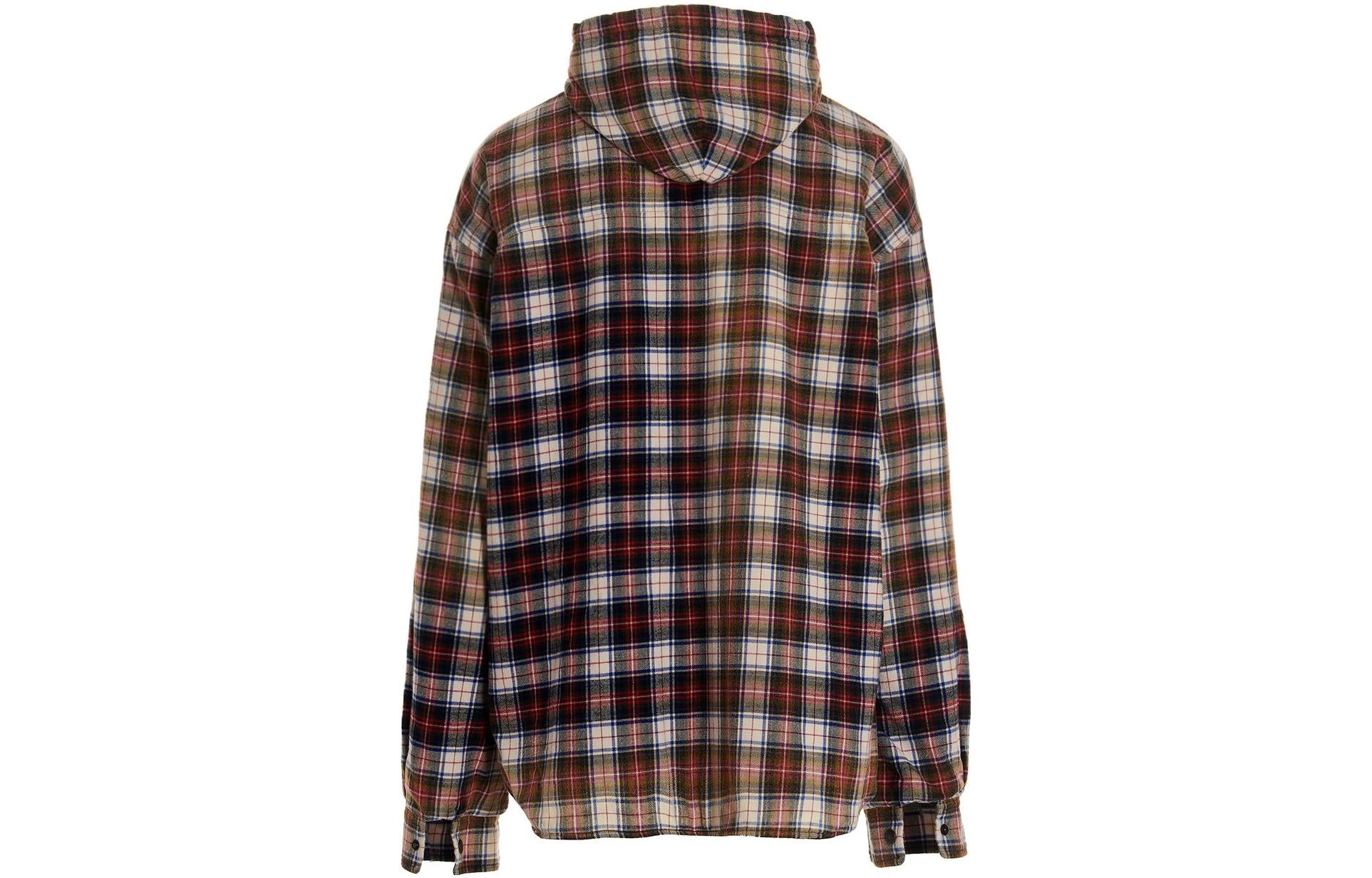 Balenciaga Bleached Plaid Long Sleeve Hooded Shirt 'Red White Black' 699223TMM059783 - 2