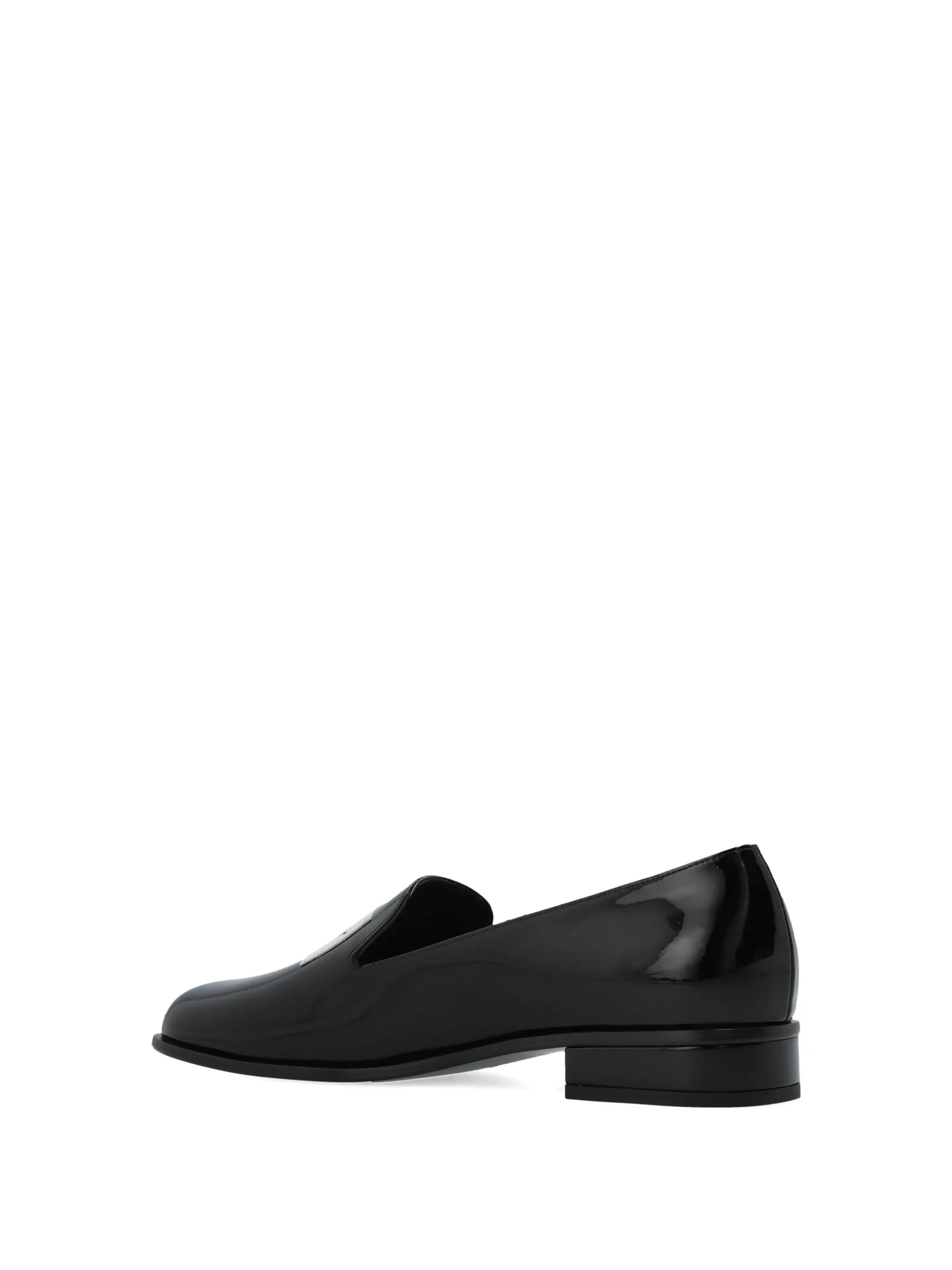 logo-plaque patent leather loafers - 3