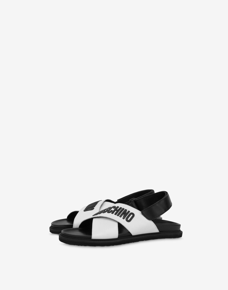 RUBBER LOGO CALFSKIN SANDALS 1