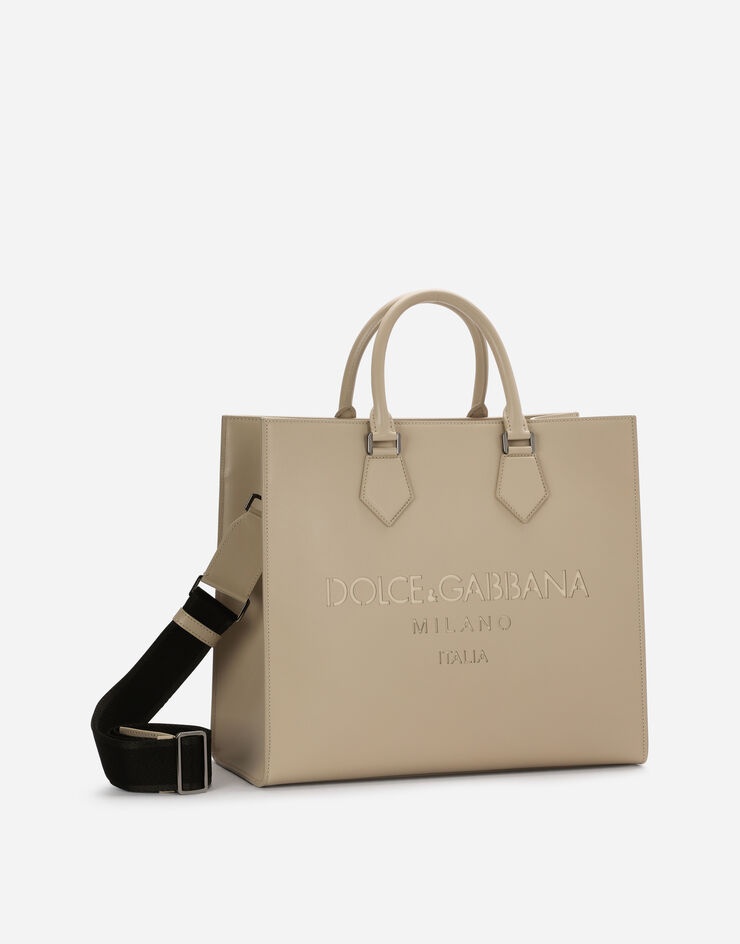 Calfskin nappa shopper with logo - 3