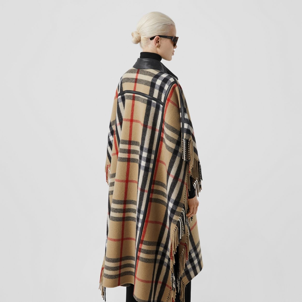 Check Wool Blend Zip-front Cape - 9