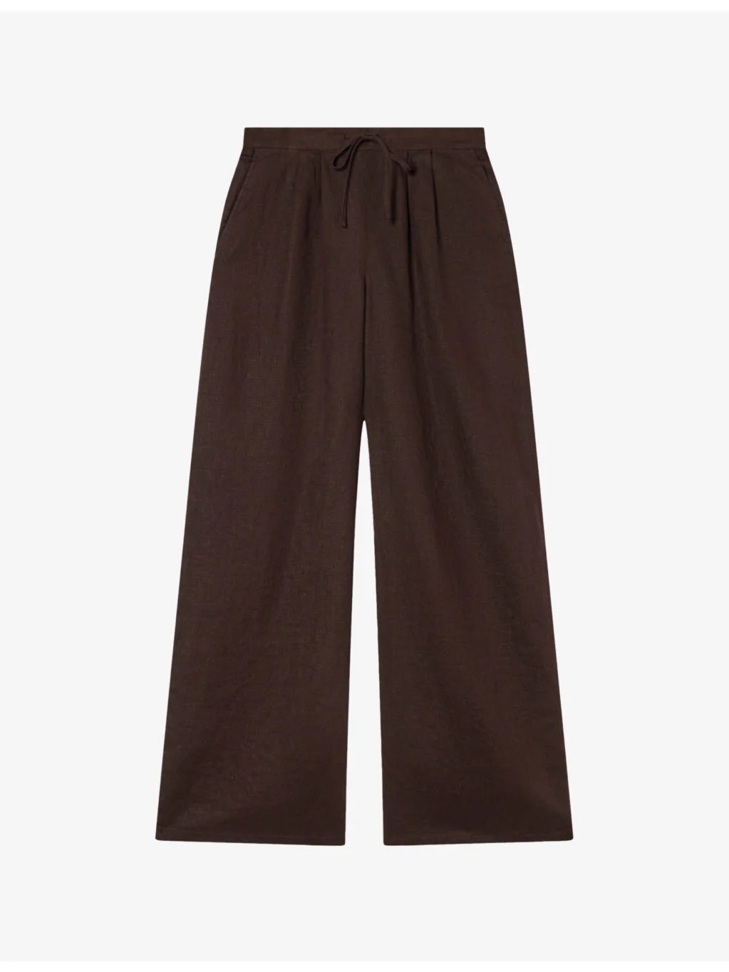 Elasticated-Waist Wide-Leg Linen Trousers - 1