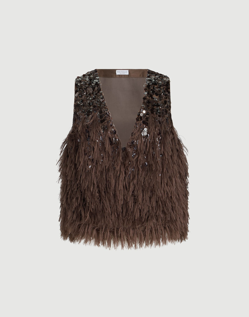Dazzling dégradé vest in cotton and silk fil coupé 1
