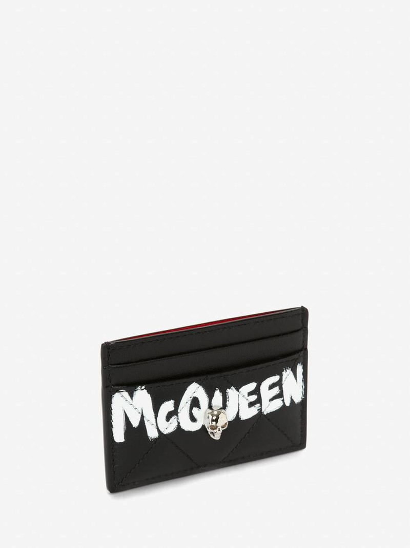 Alexander McQueen Women's McQueen Graffiti Card Holder in Black/white outlook