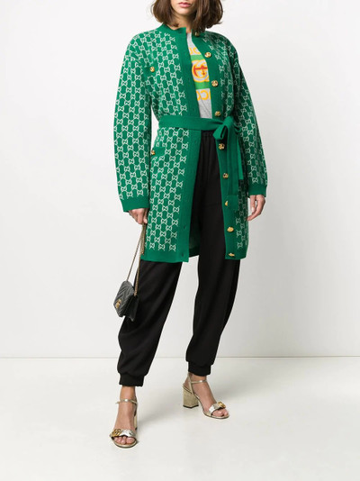 GUCCI GG print belted cardigan outlook