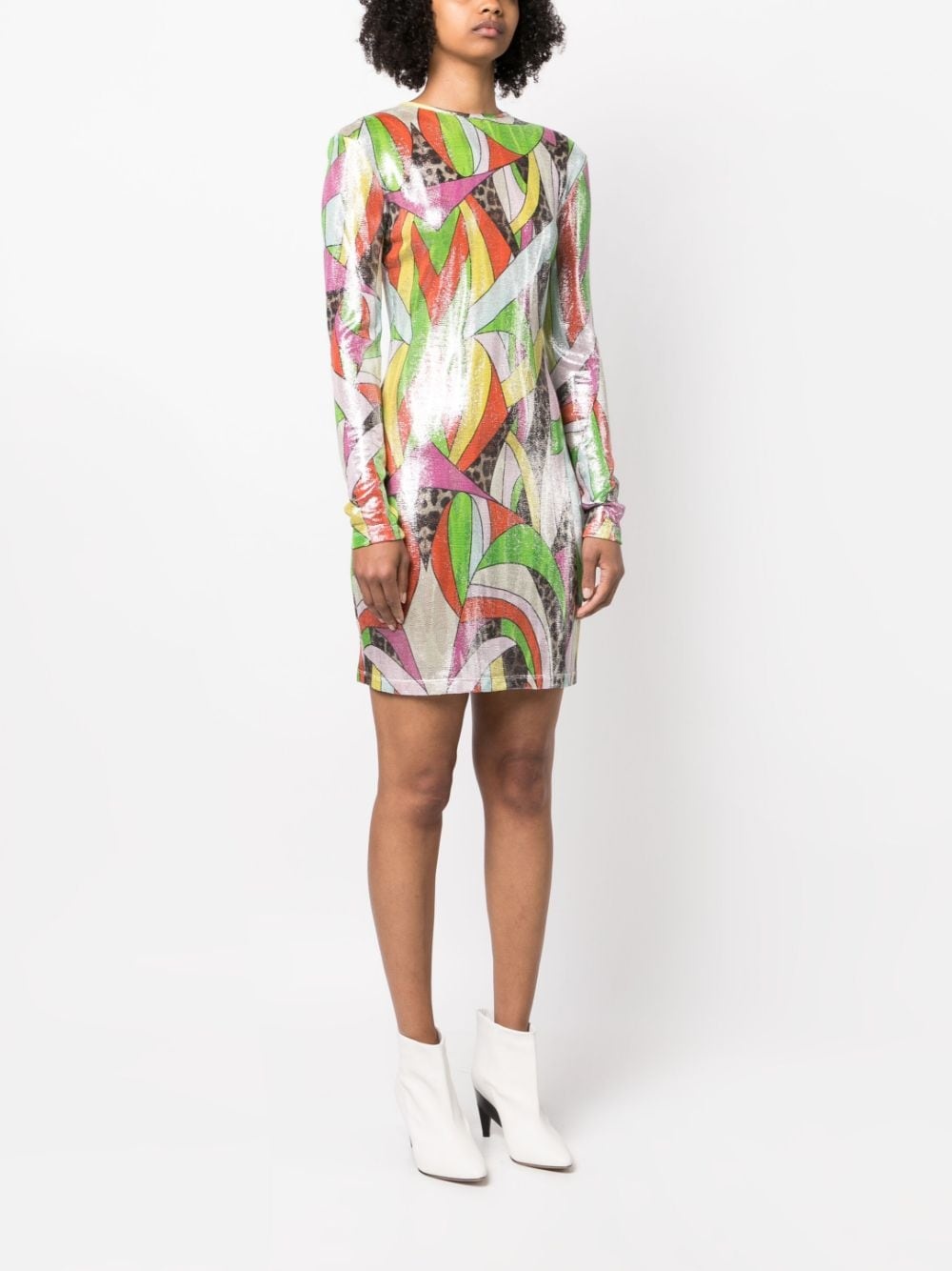 mix-print knitted minidress - 3