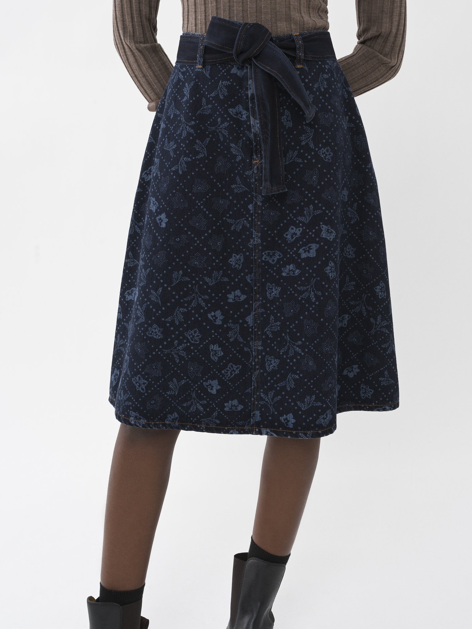 PRINTED DENIM SKIRT - 5