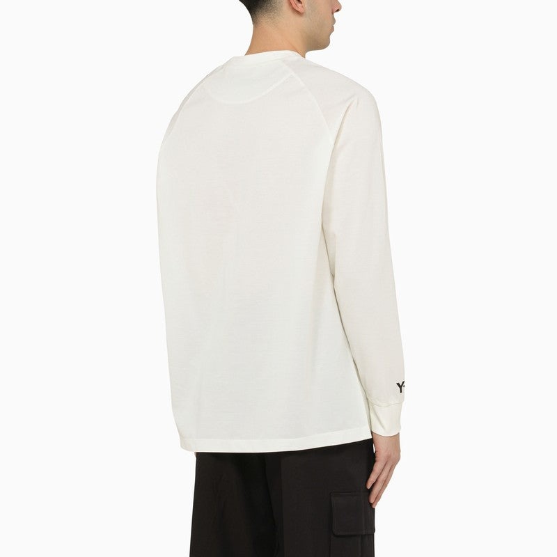 WHITE CREW-NECK LONG SLEEVES T-SHIRT WITH LOGO - 3