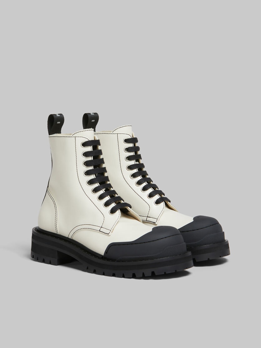 WHITE LEATHER DADA ARMY COMBAT BOOT - 2