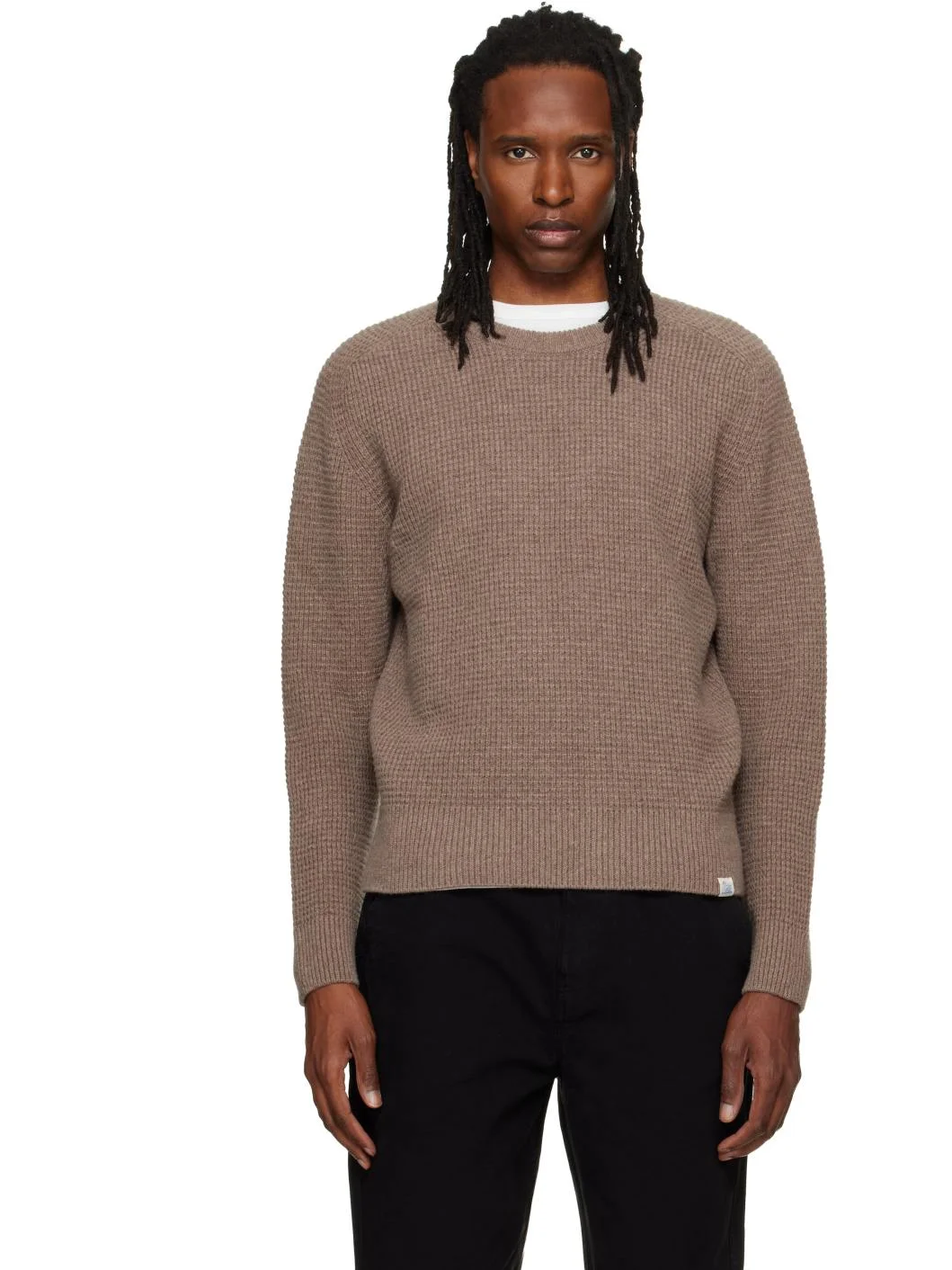 Beige BLADE02 Waffle Structured Sweater - 1