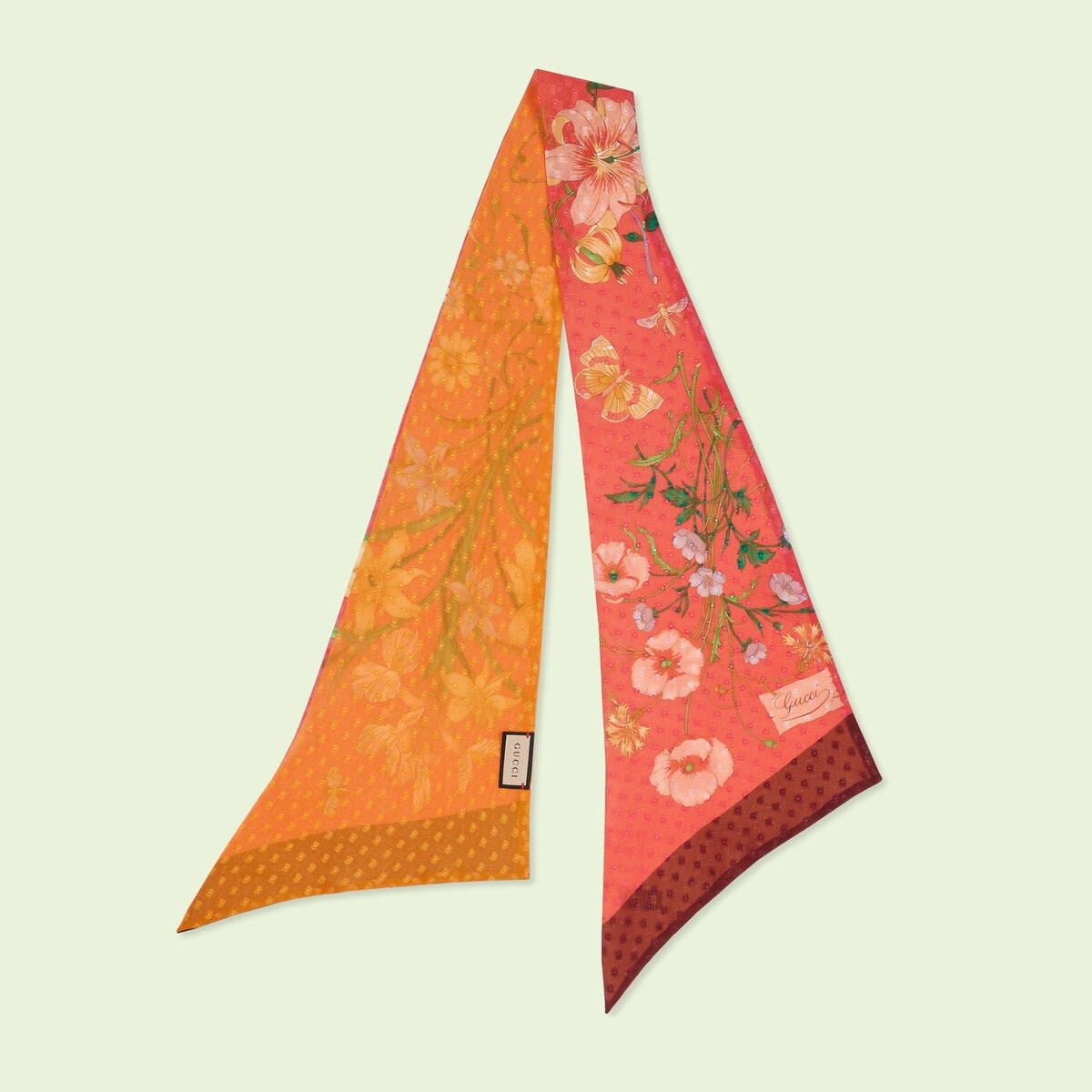 Flora print silk scarf - 2