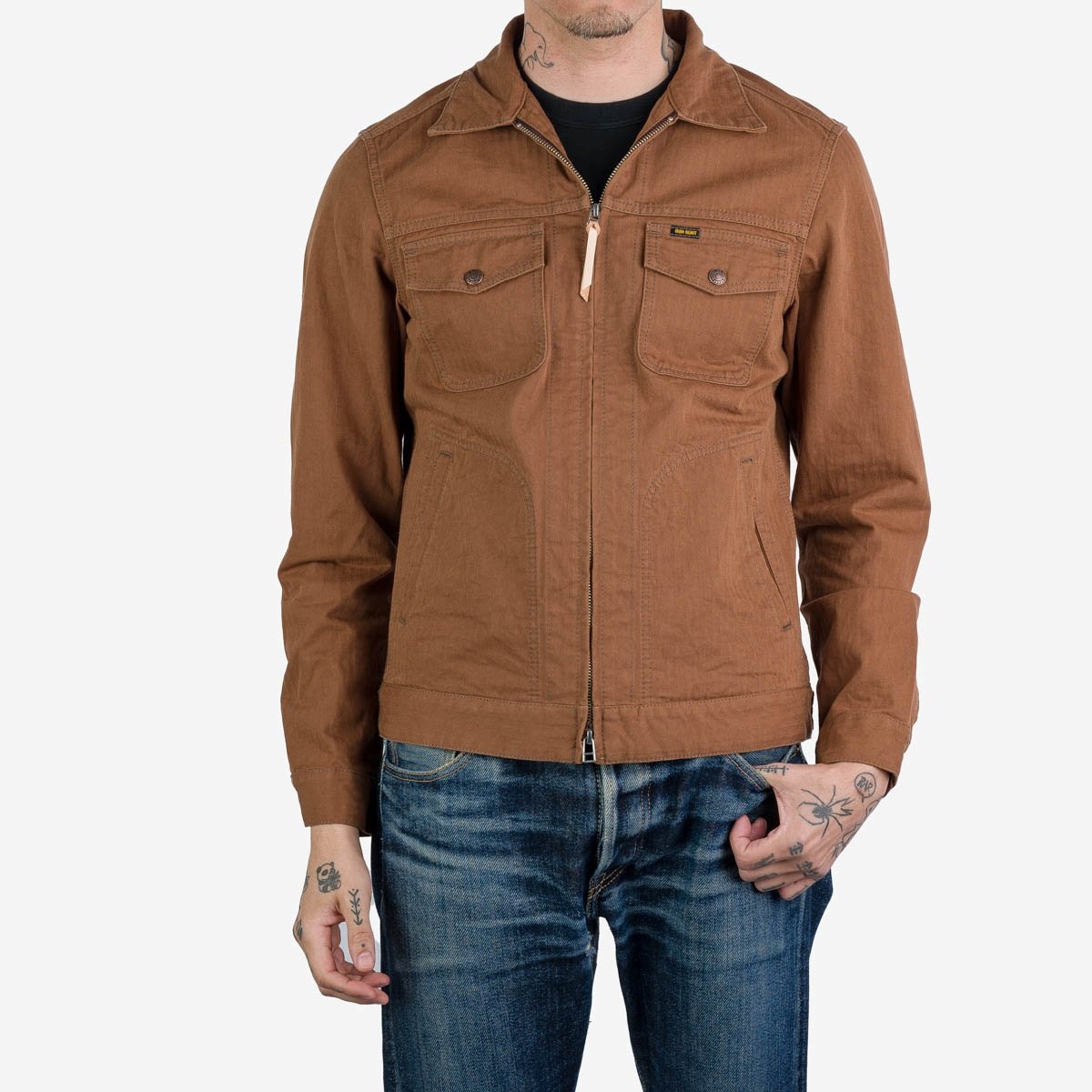 IHJ-124-BRN 10oz Herringbone Work Jacket - Brown - 3