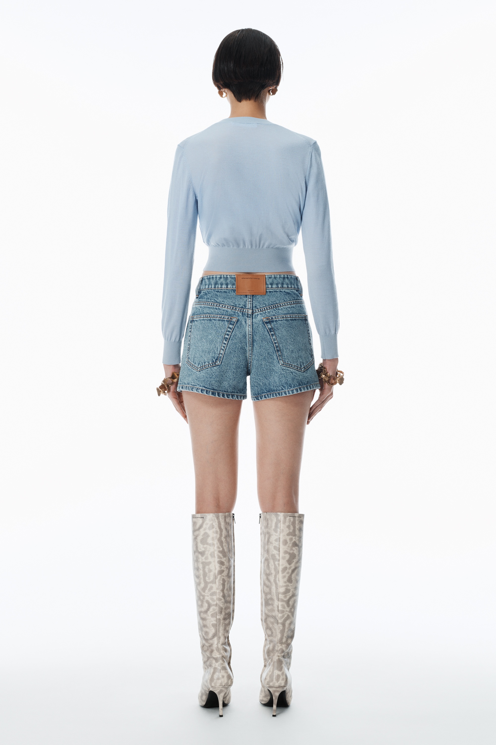 logo cropped cardigan in superfine merino - 4