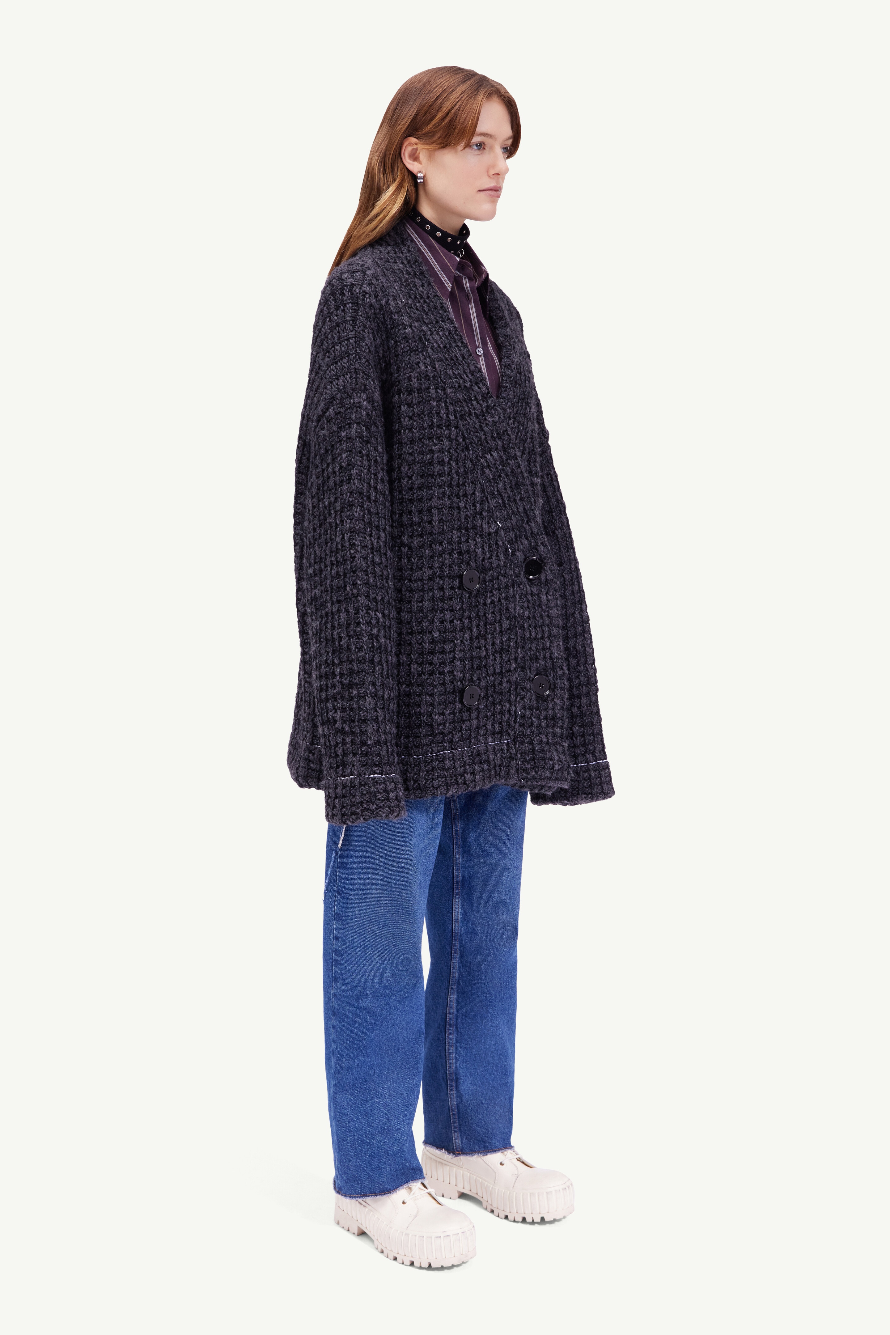 Waffle knit cardigan - 3