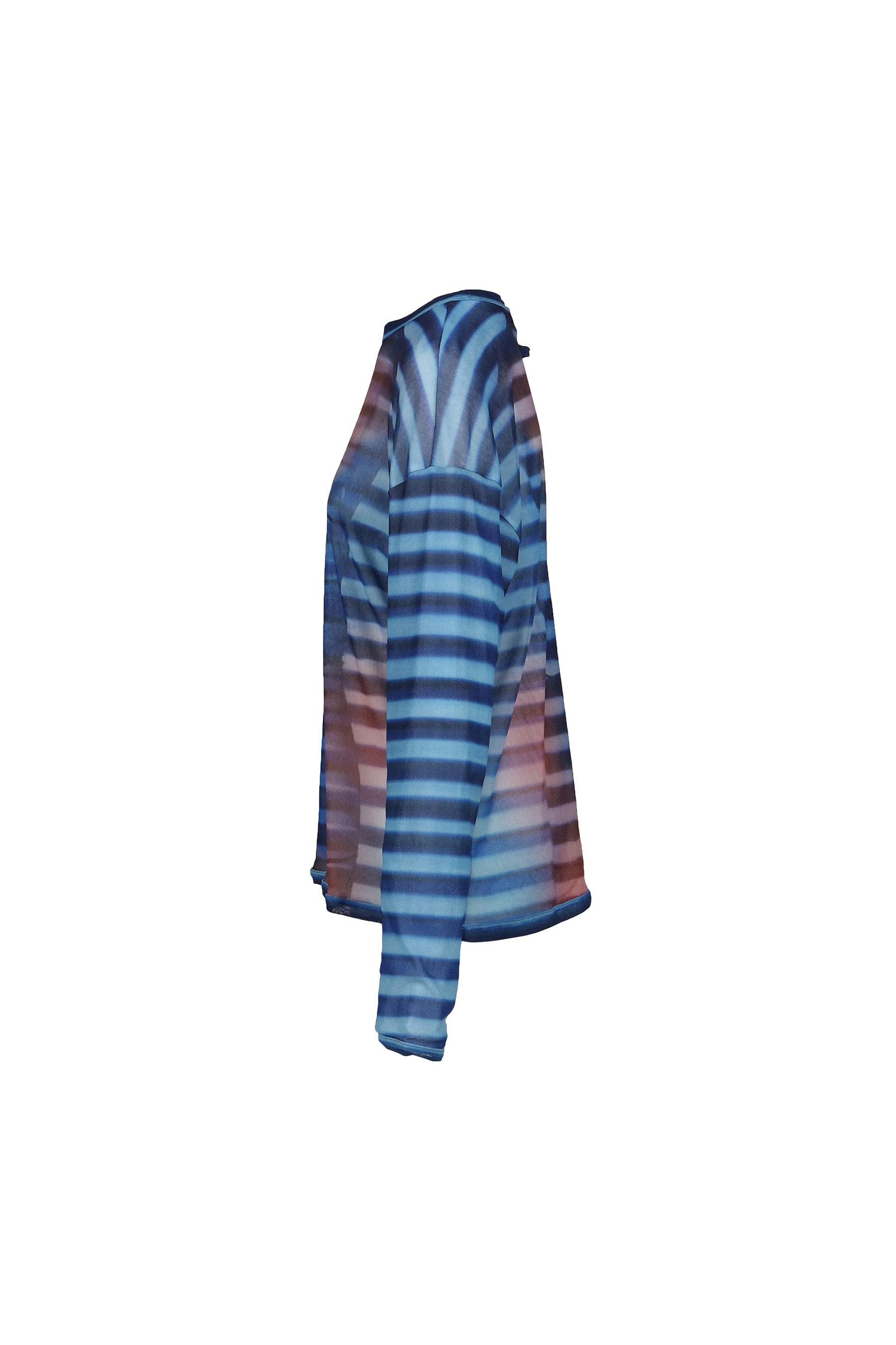 MESH OVERSIZED CREW NECK TOP PRINTED "AIR" / LT.BLU/BLU/PEACH - 7