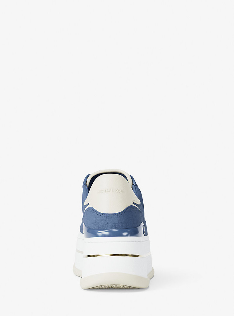 Hayes Crocodile Embossed Suede Platform Sneaker 4