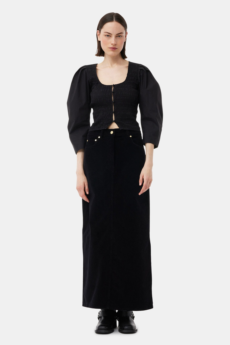 BLACK COTTON POPLIN SMOCK BLOUSE 3