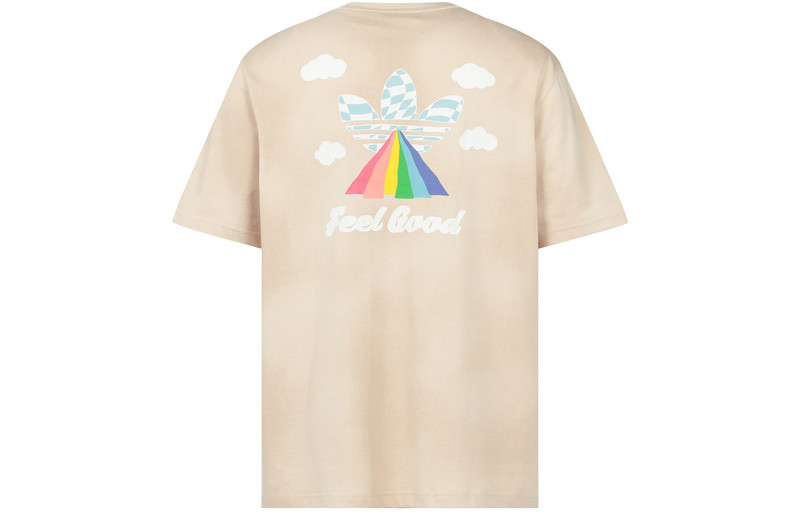 adidas Men's adidas originals Y2K Tee 2 Gradient Clouds Logo Alphabet Round Neck Sports Short Sleeve Beige  outlook