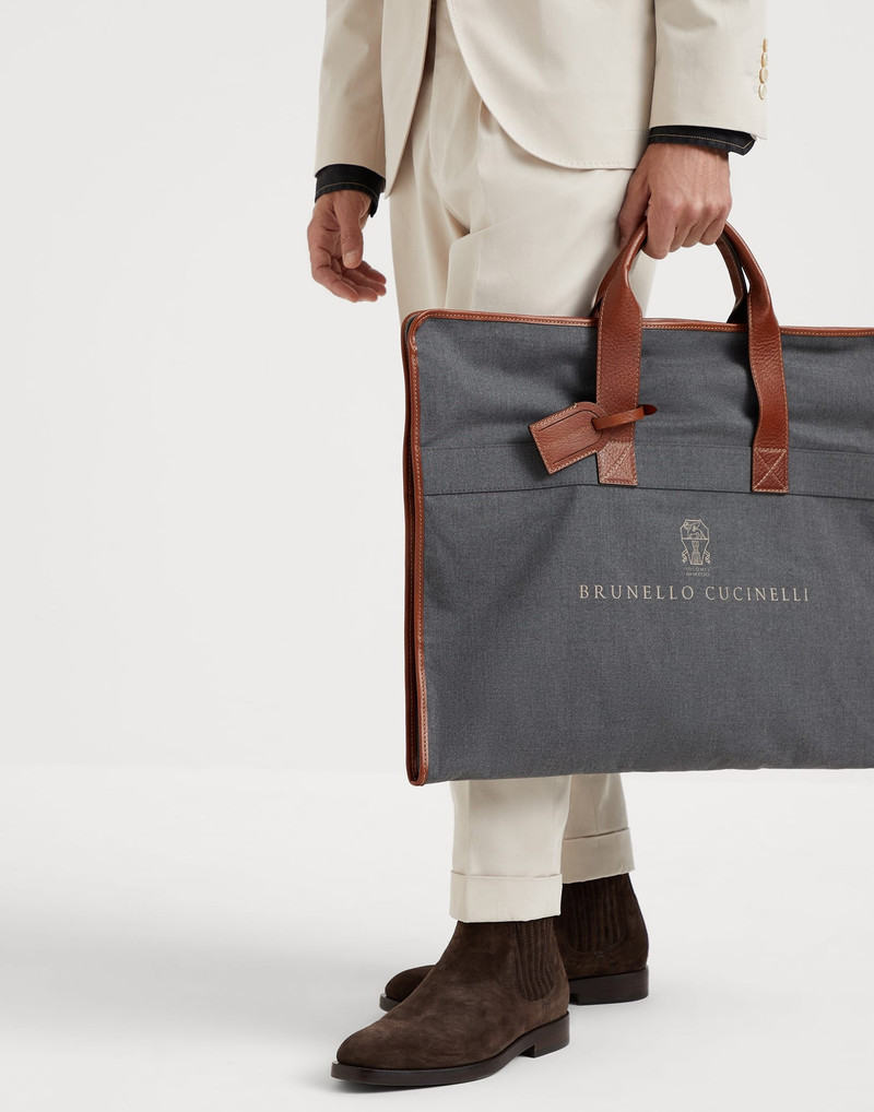 Water-resistant fabric and grained calfskin garment bag 4