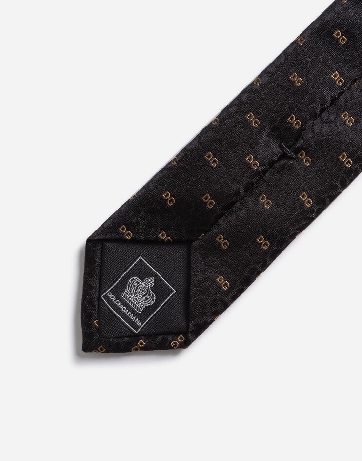 Leopard-design silk jacquard blade tie with DG logo (6 cm) - 4