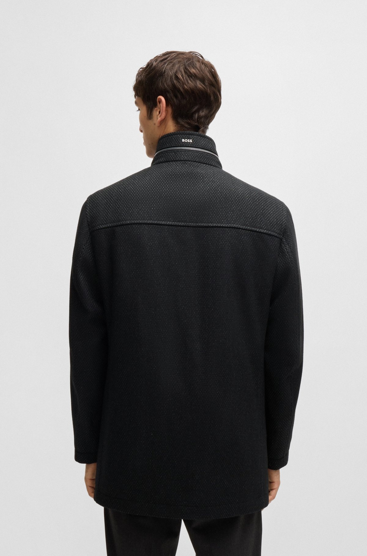 RELAXED-FIT COAT IN MICRO-PATTERNED WOOL - 5