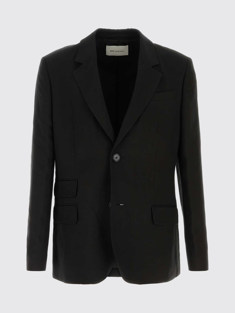 AMI Paris Linen Blend Single-Breasted Blazer Ami Paris outlook
