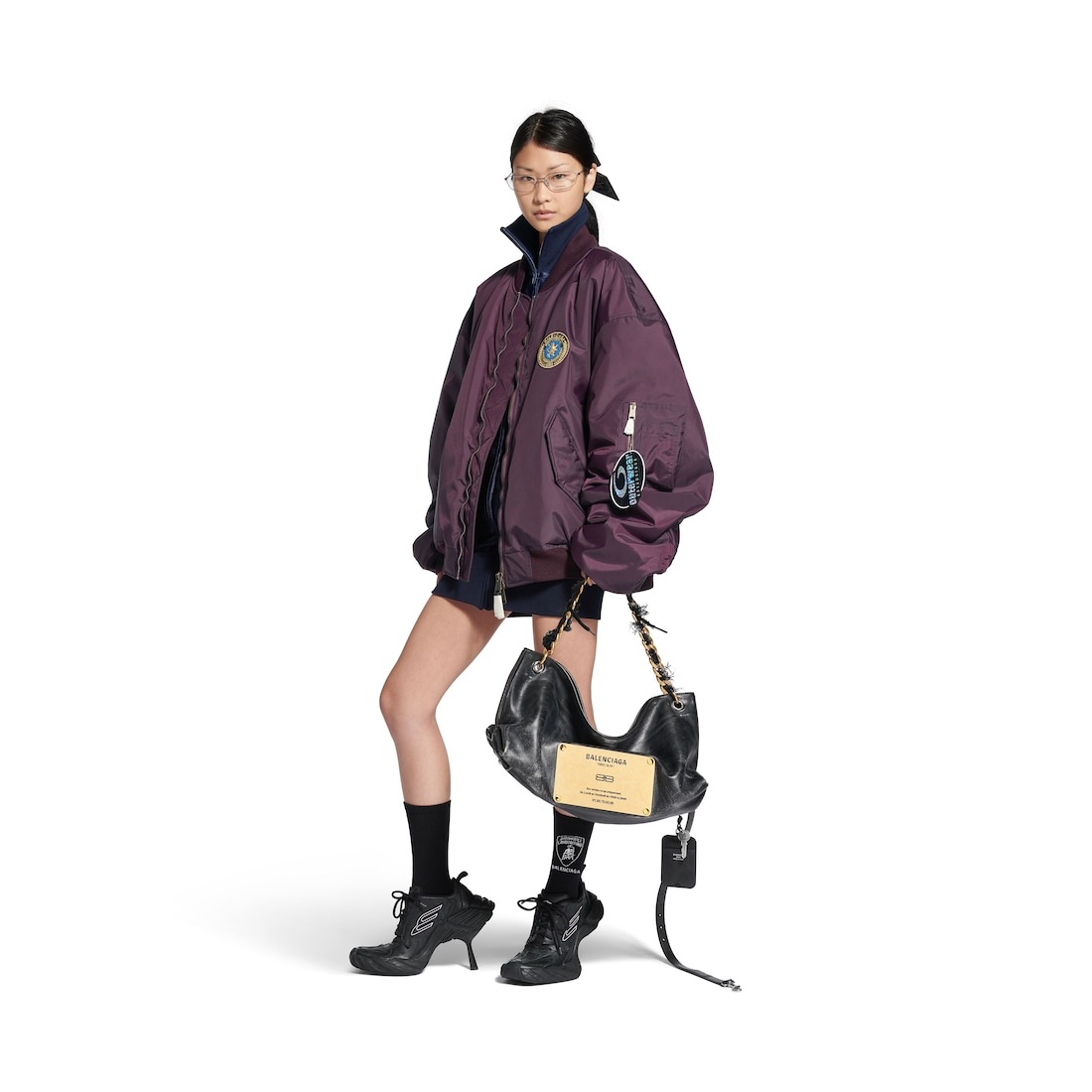 Bomber Jacket Large Fit in Dark Purple - 2