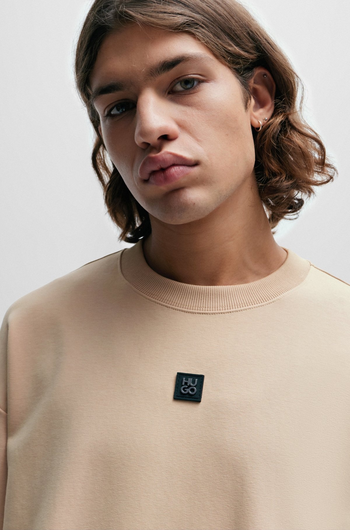 STRETCH-COTTON REGULAR-FIT SWEATSHIRT WITH STACKED LOGO - 3