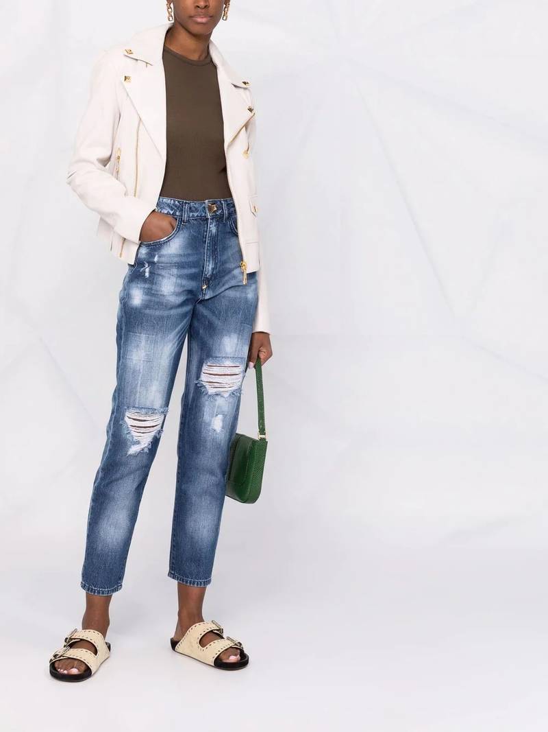 PHILIPP PLEIN high-rise distressed cropped jeans outlook